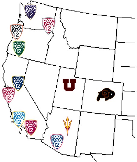 Pac-12 map - Arizona State