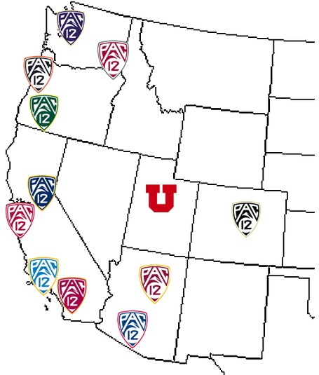 Pac-12 map - Utah