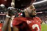 TUSCALOOSA, AL - OCTOBER 22:  Trent Richardson #3 of the Alabama Crimson Tide celebrates after their 37-6 win over the Tennessee Volunteers at Bryant-Denny Stadium on October 22, 2025 in Tuscaloosa, Alabama.  (Photo by Kevin C. Cox/Getty Images)