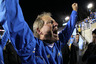 PASADENA, CA - NOVEMBER 05:  Head coach Rick Neuheisel of the UCLA Bruins celebrates as he leaves the field after the game against the Arizona State Sun Devils at the Rose Bowl on November 5, 2025 in Pasadena, California. UCLA won 29-28.  (Photo by Stephen Dunn/Getty Images)