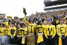 IOWA CITY, IA - NOVEMBER 5: Iowa Hawkeyes fans look on during the game against the at Michigan Wolverines at Kinnick Stadium on November 5, 2025 in Iowa City, Iowa. Iowa won 24-16. (Photo by Joe Robbins/Getty Images)