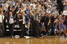 CAPTION: Feb, 8, 2012; Chapel Hill, NC, USA; The Duke Blue Devils bench reacts after the Blue Devils won on a last second shot by guard Austin Rivers (0) (not pictured). The Blue Devils defeated the Tar Heels 85-84 at the Dean E. Smith Center. Mandatory Credit: Bob Donnan-US PRESSWIRE