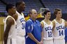UCLA coach Ben Howland poses with freshmen, from left, Tyler Lamb, Joshua Smith, Matt Carlino and Jack Haley during the NCAA college basketball team's media day in Los Angeles on Wednesday, Oct. 13, 2010. (AP Photo/Reed Saxon)