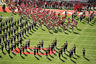 COLUMBUS, OH - NOVEMBER 5:  The Ohio State Buckeyes, led by John Simon #54 carrying the American flag, take the field before a game against the Indiana Hoosiers at Ohio Stadium on November 5, 2025 in Columbus, Ohio.  (Photo by Jamie Sabau/Getty Images)