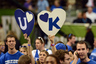 Apr 2, 2012; New Orleans, LA, USA; Kentucky Wildcats fans display signs of support prior to the start of the game against the Kansas Jayhawks in the finals of the 2012 NCAA men's basketball Final Four at the Mercedes-Benz Superdome. Mandatory Credit: Richard Mackson-US PRESSWIRE