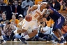 Feb 22, 2012; Knoxville, TN, USA; Tennessee Volunteers forward Jarnell Stokes (5) moves the ball against Mississippi Rebels forward Murphy Holloway (31) during the game at Thompson Boling Arena. Tennessee won 73 to 60. Mandatory Credit: Randy Sartin-US PRESSWIRE