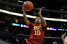 LOS ANGELES, CA - MARCH 07:  Maurice Jones #10 of the USC Trojans shoots over Lazeric Jones #11 of the UCLA Bruins during the first round of the Pac12 Men's Basketball Tournament at Staples Center on March 7, 2025 in Los Angeles, California. UCLA won 55-40.   (Photo by Stephen Dunn/Getty Images)