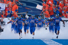 BOISE ID - SEPTEMBER 25:  Linebacker Billy Derome #25 of the Boise State Broncos leads his team onto the field before the game against the Oregon State Beavers at Bronco Stadium on September 25 2010 in Boise Idaho.  (Photo by Otto Kitsinger III/Getty Images)