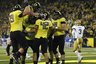 Oregon tight end David Paulson (42) celebrates with teammates after scoring during the second quarter of an NCAA college football game against UCLA on Thursday, Oct. 21, 2010, in Eugene, Ore. (AP Photo/Rick Bowmer)