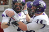 SALT LAKE CITY UT - NOVEMBER 6: Bart Johnson #6 and Andy Dalton #14 of the TCU Horned Frogs celebrate a touchdown pass during a game against the Utah Utes during the first half of an NCAA football game November 6 2010 at Rice-Eccles Stadium in Salt Lake City Utah. (Photo by George Frey/Getty Images)
